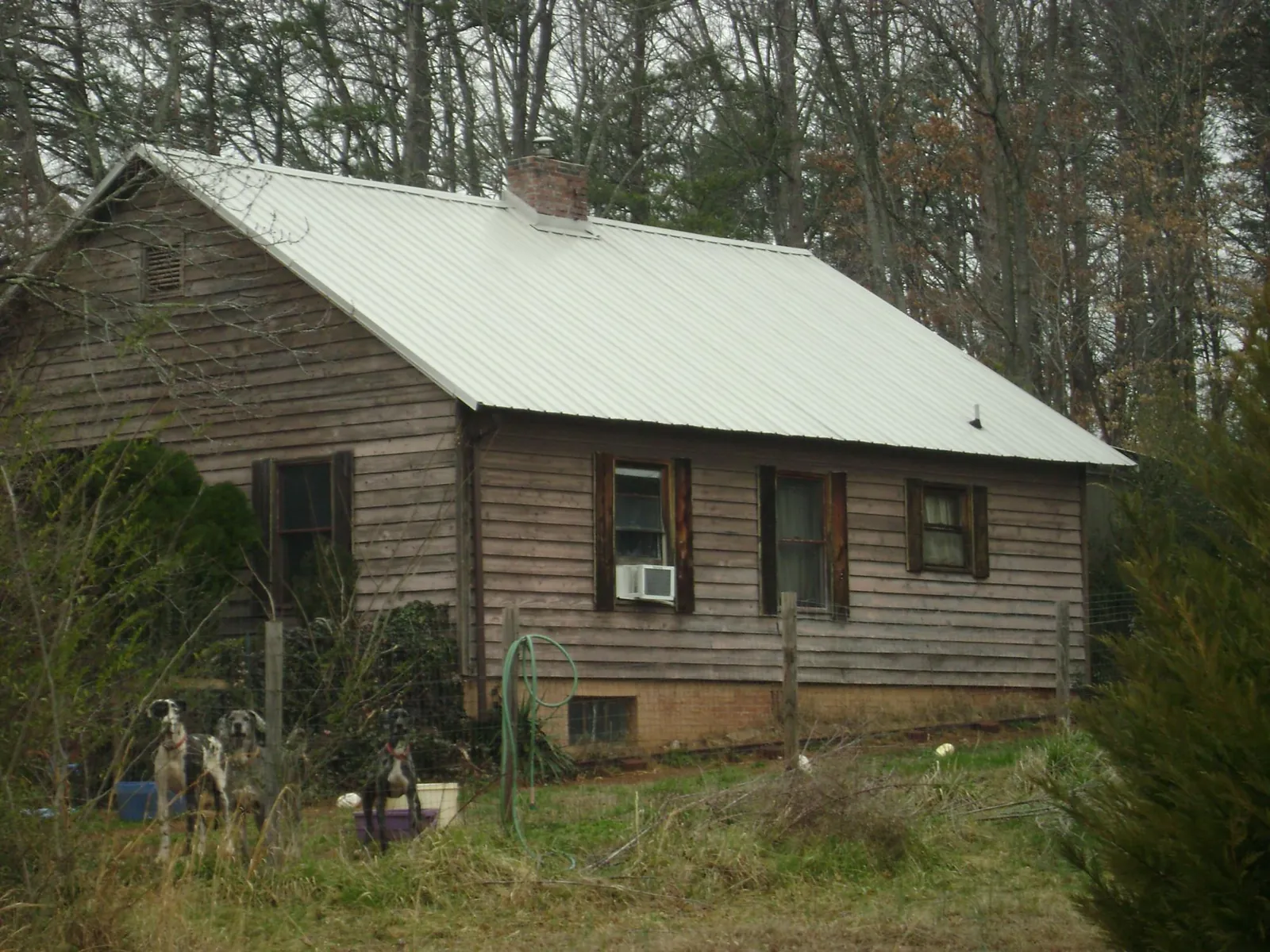 White metal roof on an old wood sided farmhouse, from a Metal Roof Installation job in Lane City